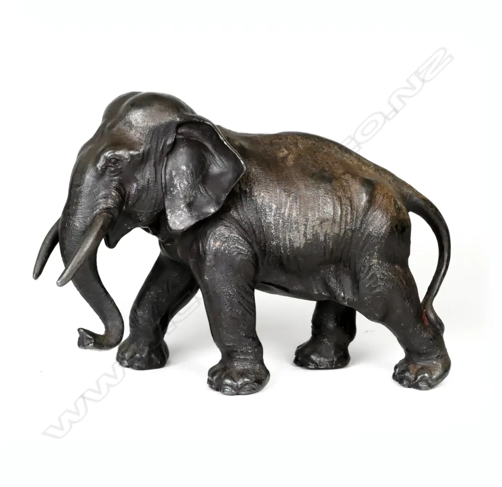 An Edwardian spelter elephant with tusks Image 1++