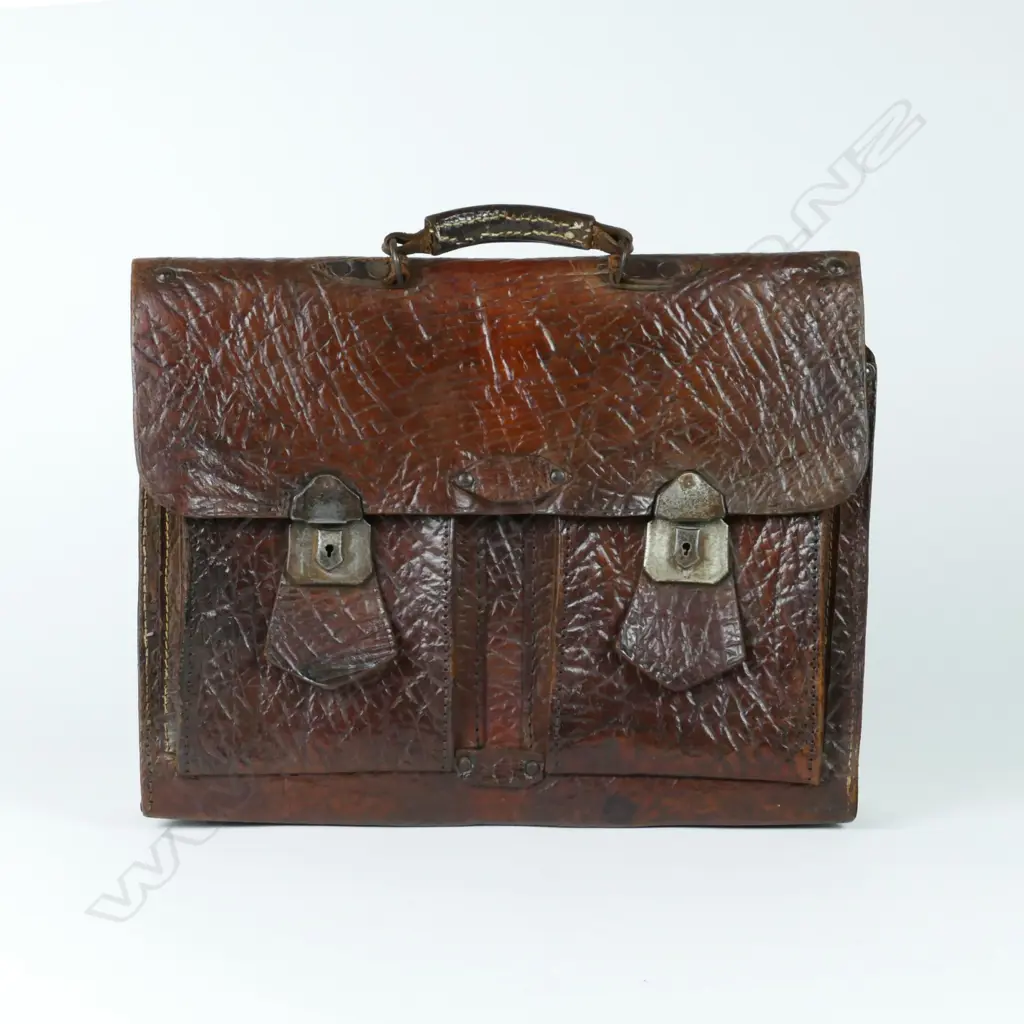 An Edwardian elephant hide attaché case Image 1++
