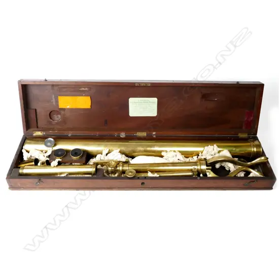 A Georgian brass tripod library telescope by H. Hughes
