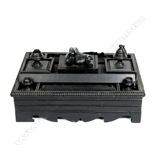 An Anglo-Indian ebony desk standish