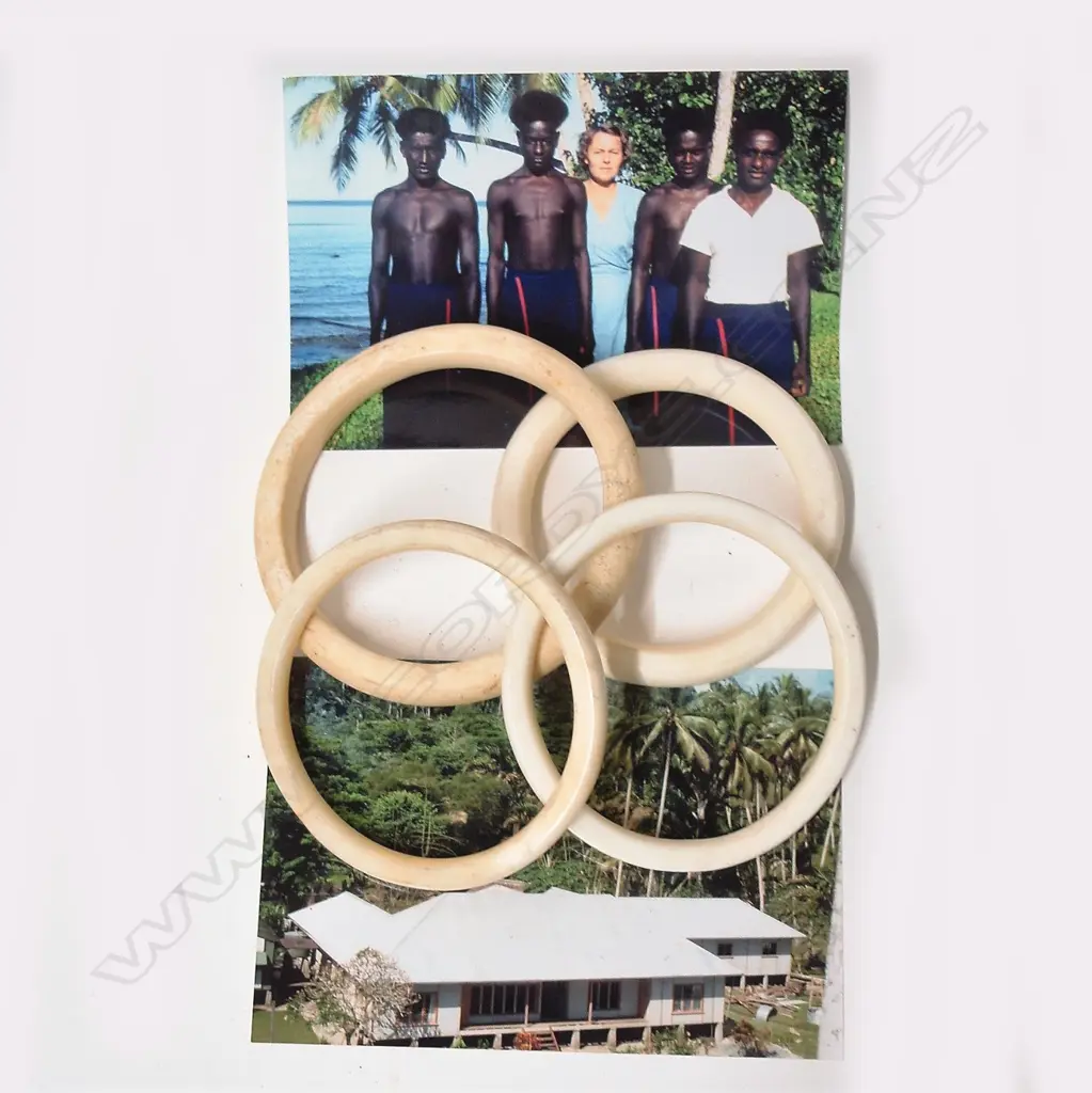 Four old Solomon Islands currency shell bangles Image 1++
