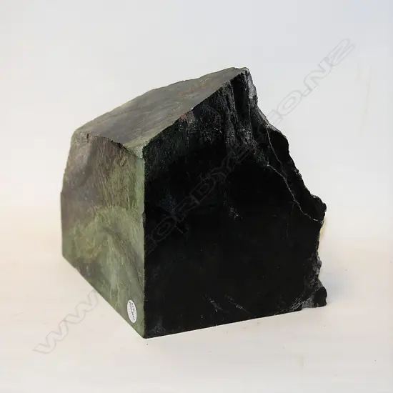 A cut block of N.Z. nephrite (pounamu/greenstone)