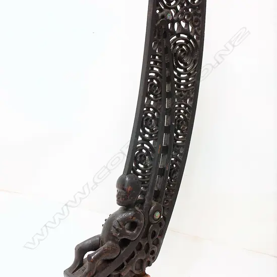 An old Maori carved waka stern post