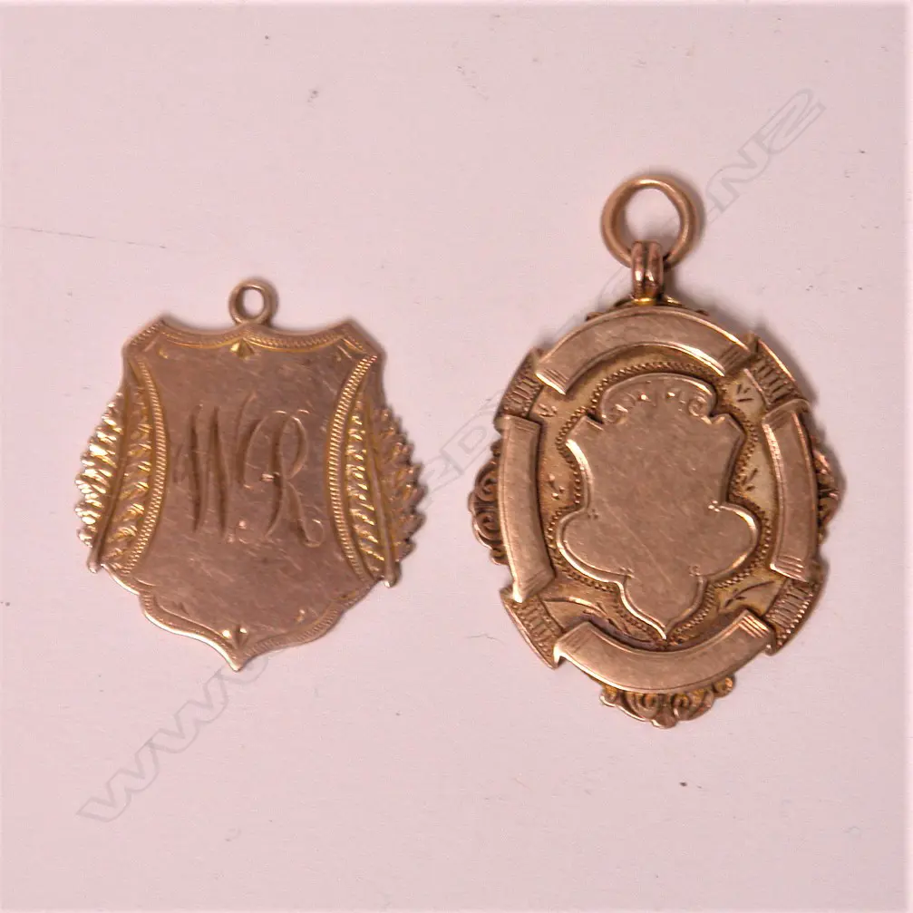Two WWI 9ct. rose gold presentation fob medallions to W. Reid Image 1++
