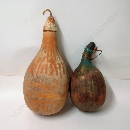 Two vintage Geoff Fairburn decorated gourds