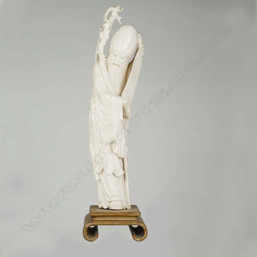 An exuberantly carved Chinese ivory figure of Shou Lao Image 1++
