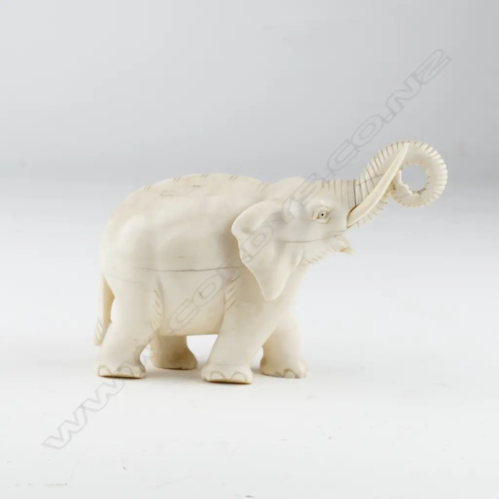 CARVED IVORY TRUMPETING ELEPHANT Image 1++