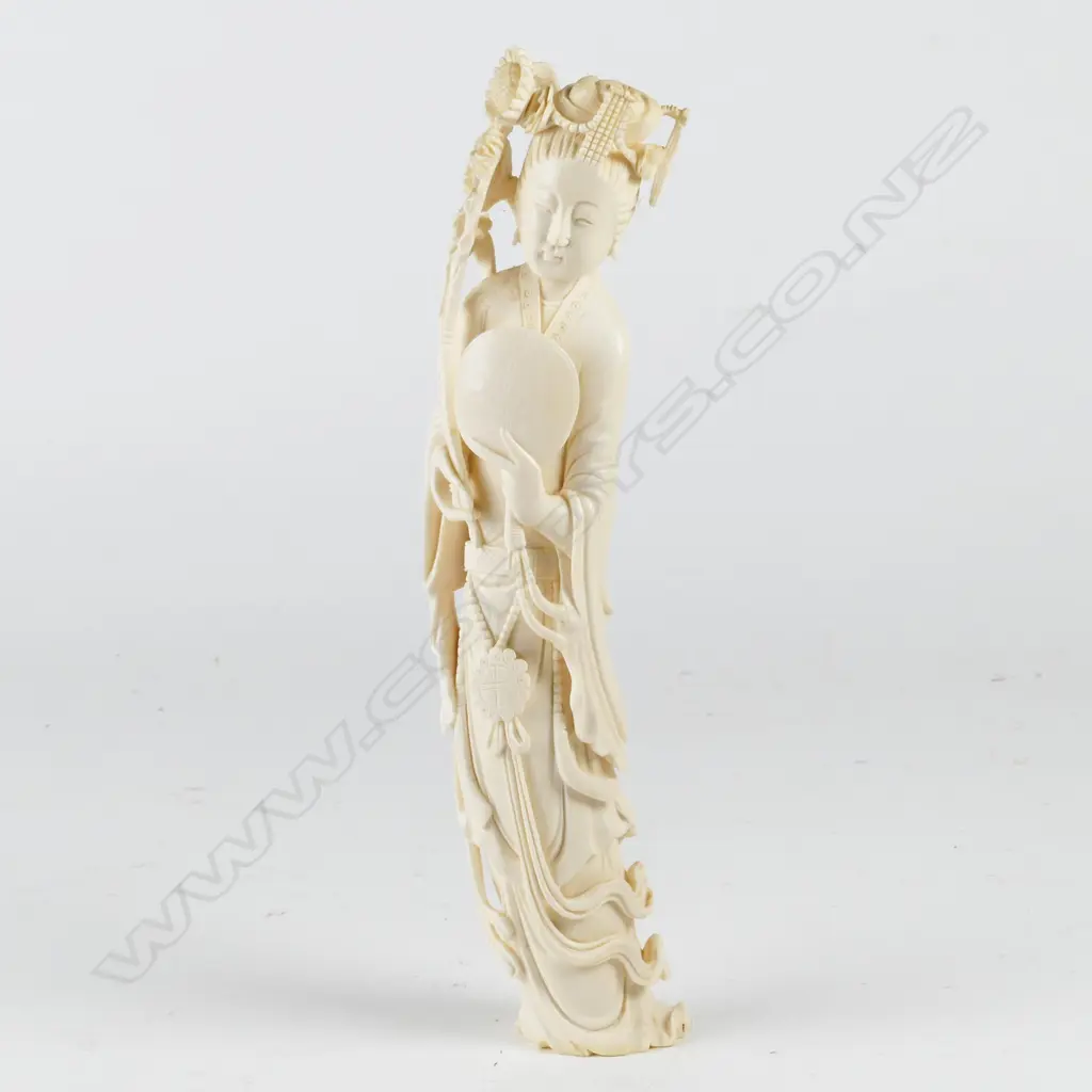 A Chinese carved ivory figure of a beauty Image 1++