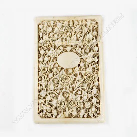 A Chinese carved ivory card case