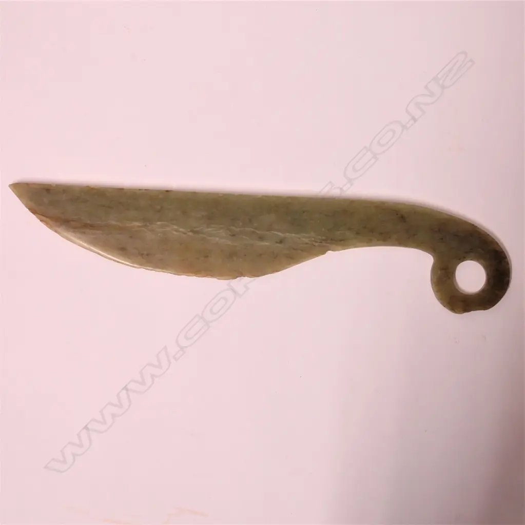 An old Chinese pale green jade knife Image 1++
