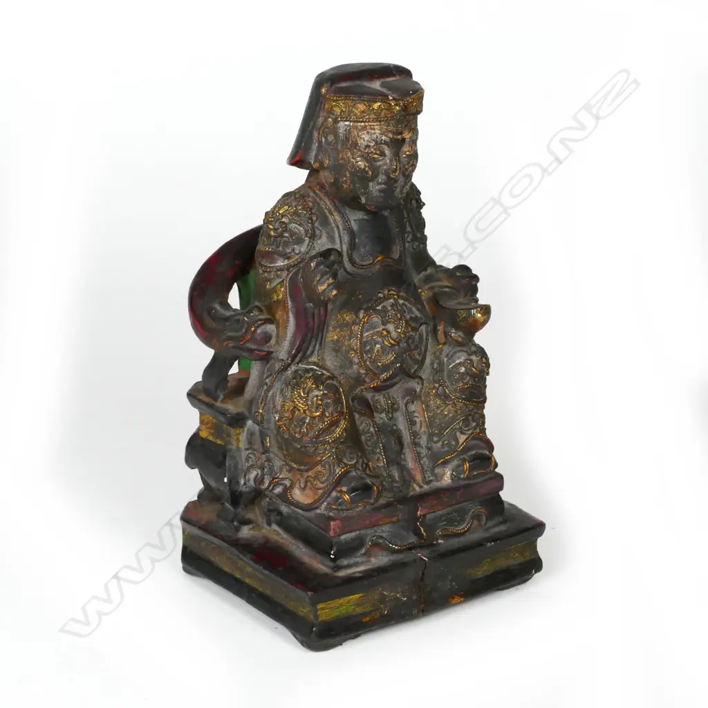 A Qing dynasty period carved wood polychrome decorated shrine figure Image 1++