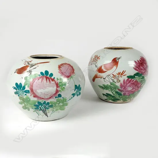 A pair of old Chinese porcelain ginger jars