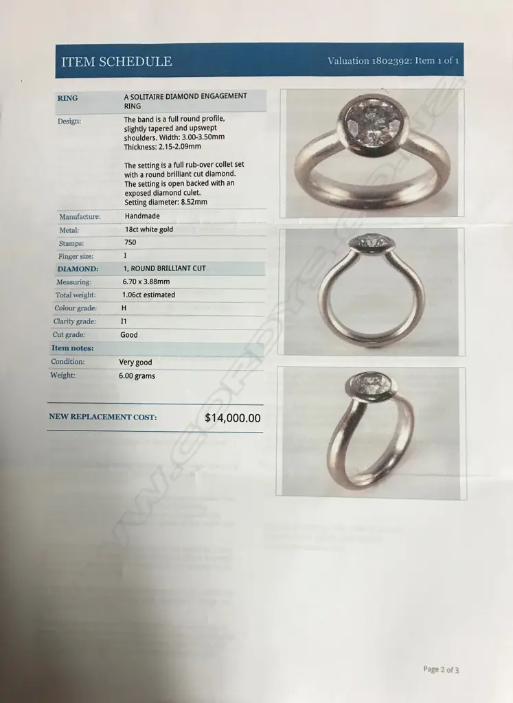 An 18ct. white gold and diamond solitaire ring Image 1++