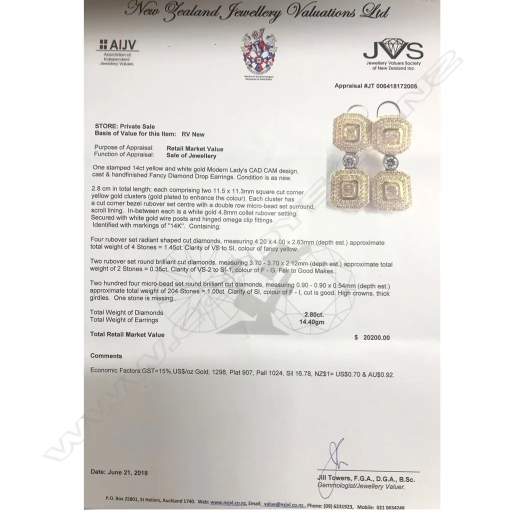 An impressive pair of 14ct. gold and diamond earrings Image 1++