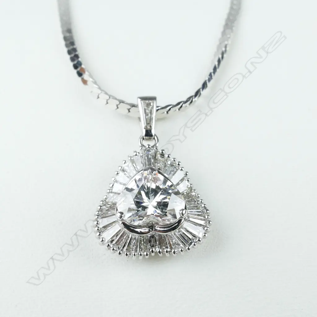 An impressive 1.36ct. solitaire diamond set platinum pendant on chain Image 1++