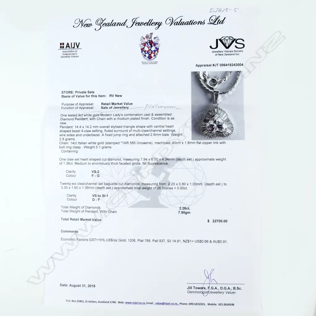 An impressive 1.36ct. solitaire diamond set platinum pendant on chain Image 1++