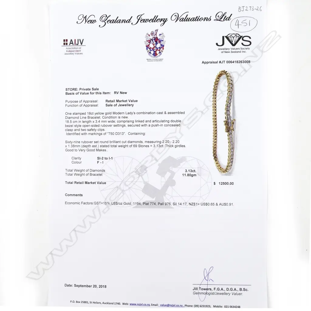 An 18ct. gold and diamond tennis bracelet Image 1++