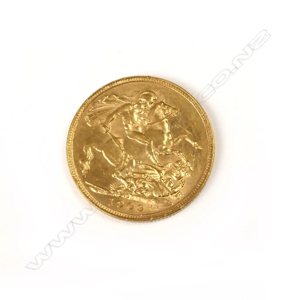 A 1909 gold full sovereign Image 1++