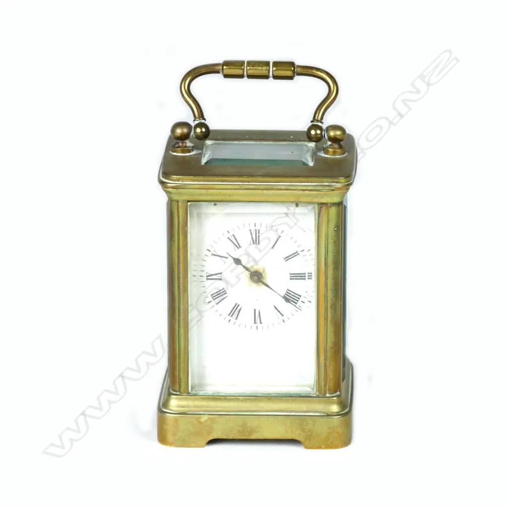 A rare late 19thC French miniature brass cased carriage clock Image 1++