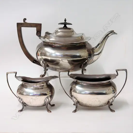 An early 20thC silver three-piece tea-set