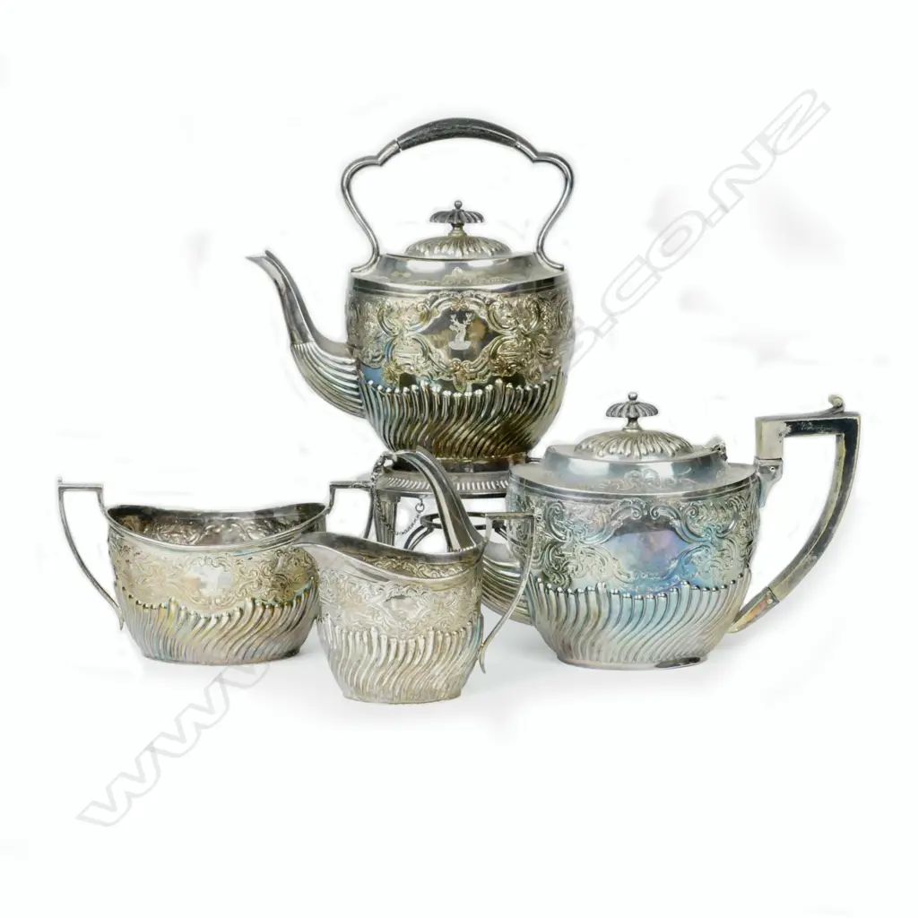 A four-piece Victorian silver tea set Image 1++