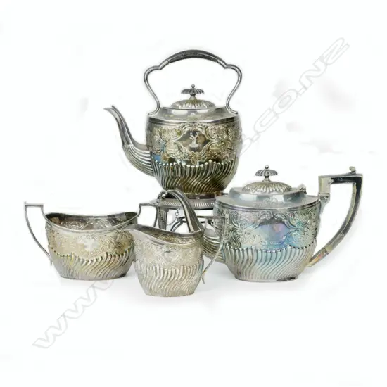 A four-piece Victorian silver tea set