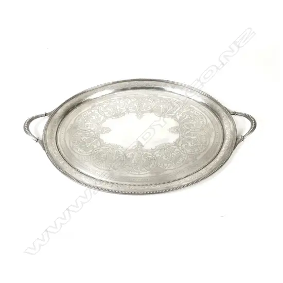 An impressive and heavy Victorian silver banqueting tray