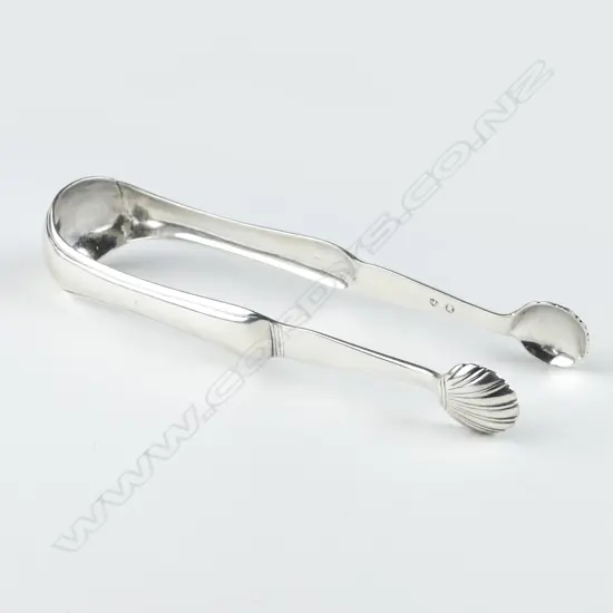 A pair of late George III Scottish silver sugar tongs