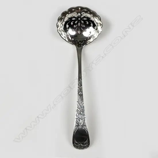 A late Victorian silver sifter ladle