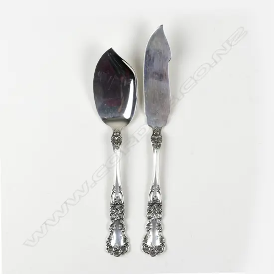 An American Gorham silver butter knife and jam spoon