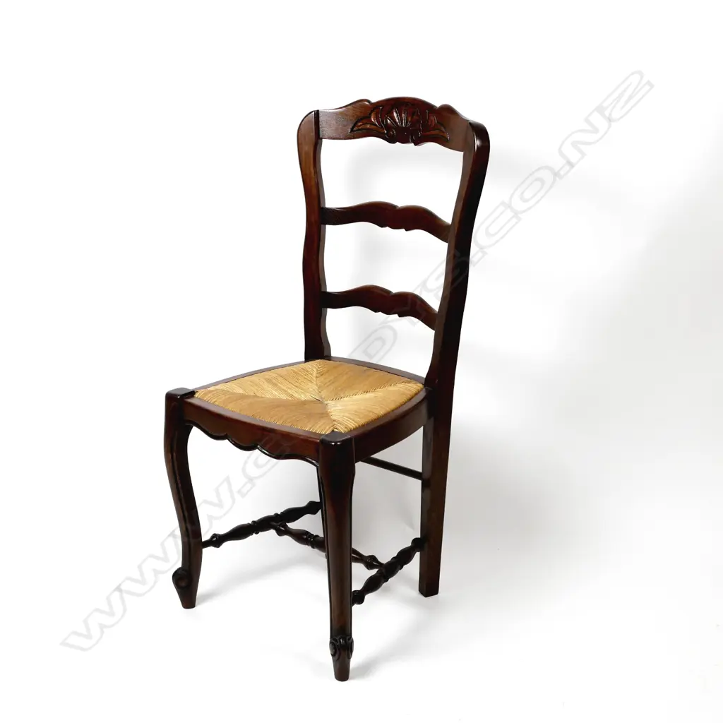 A set of ten oak French ladderback dining chairs Image 1++