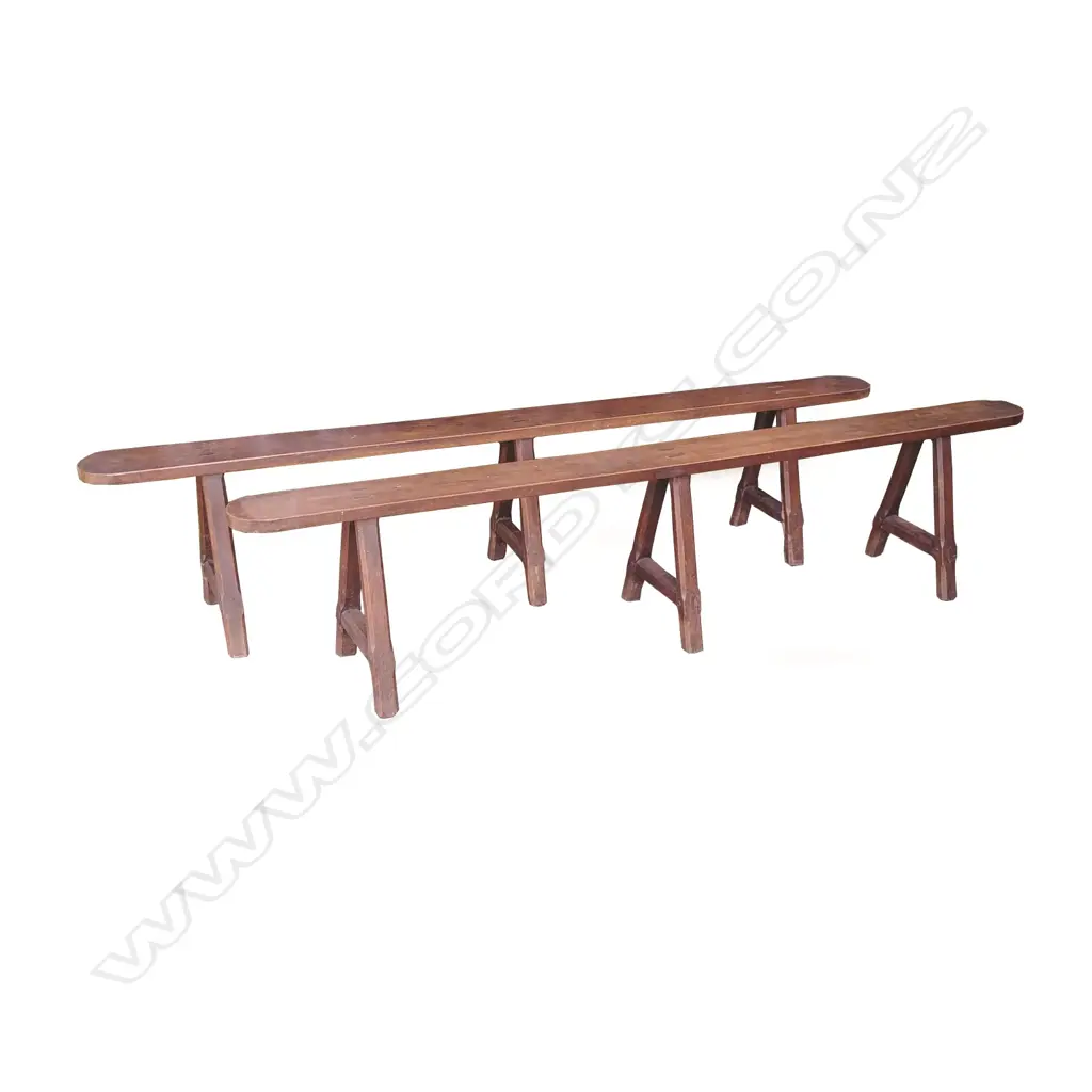 A pair of 19thC European fruitwood benches Image 1++