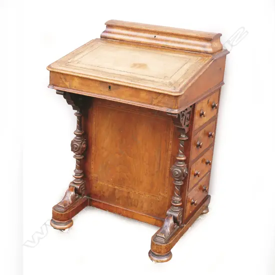 A Victorian walnut davenport