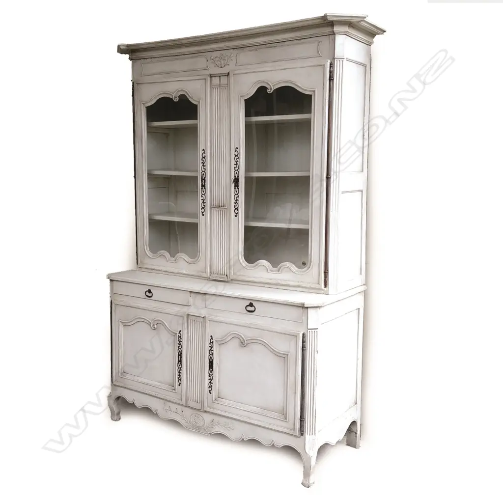 A good 18thC white painted French Louis XV two-stage buffet de corps Image 1++