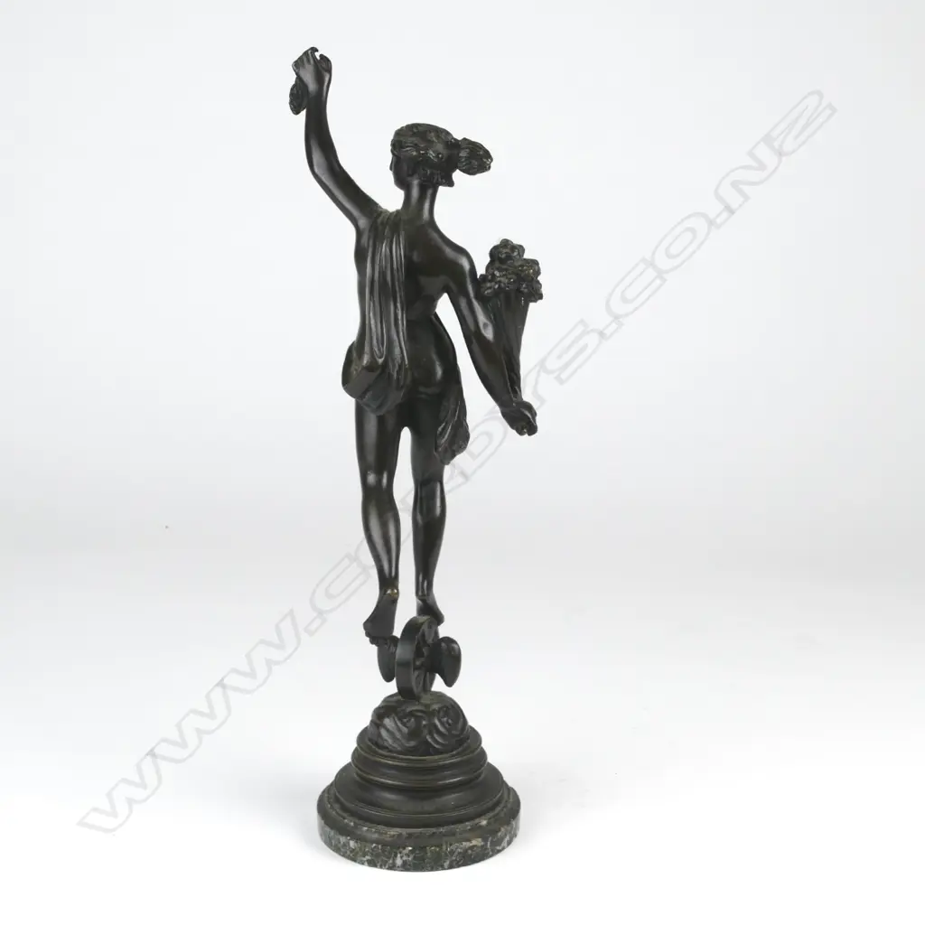 A late 19th century bronze figure of Fortuna standing on the wheel of fortune Image 1++