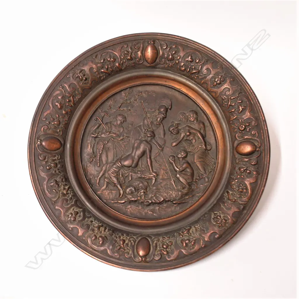 A late 19thC classical relief decorated bronzed wall plaque Image 1++