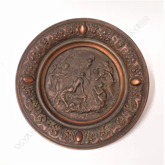 A late 19thC classical relief decorated bronzed wall plaque