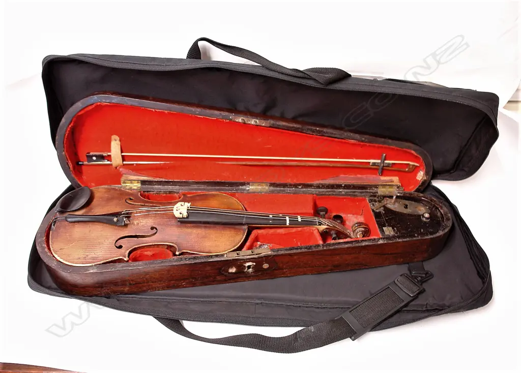A vintage violin in 19thC rosewood case Image 1++