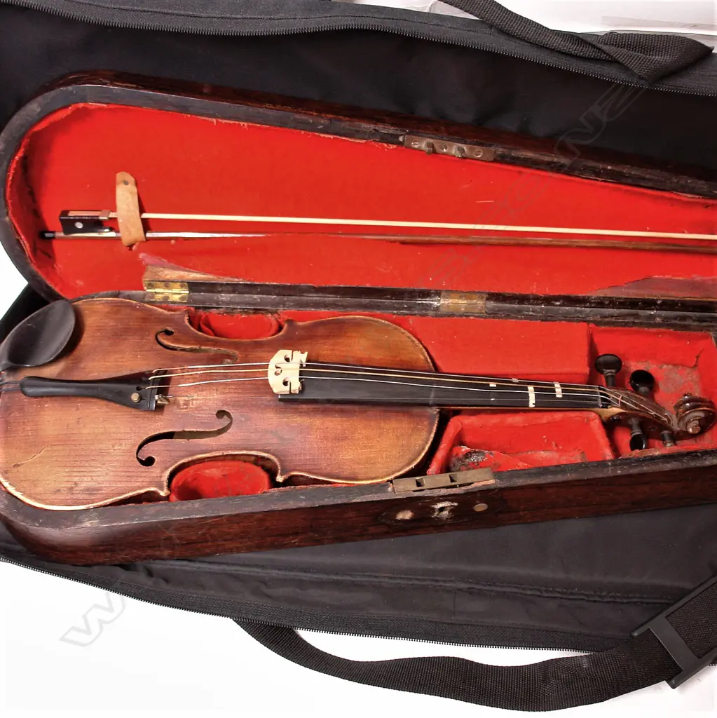 A vintage violin in 19thC rosewood case Image 1++