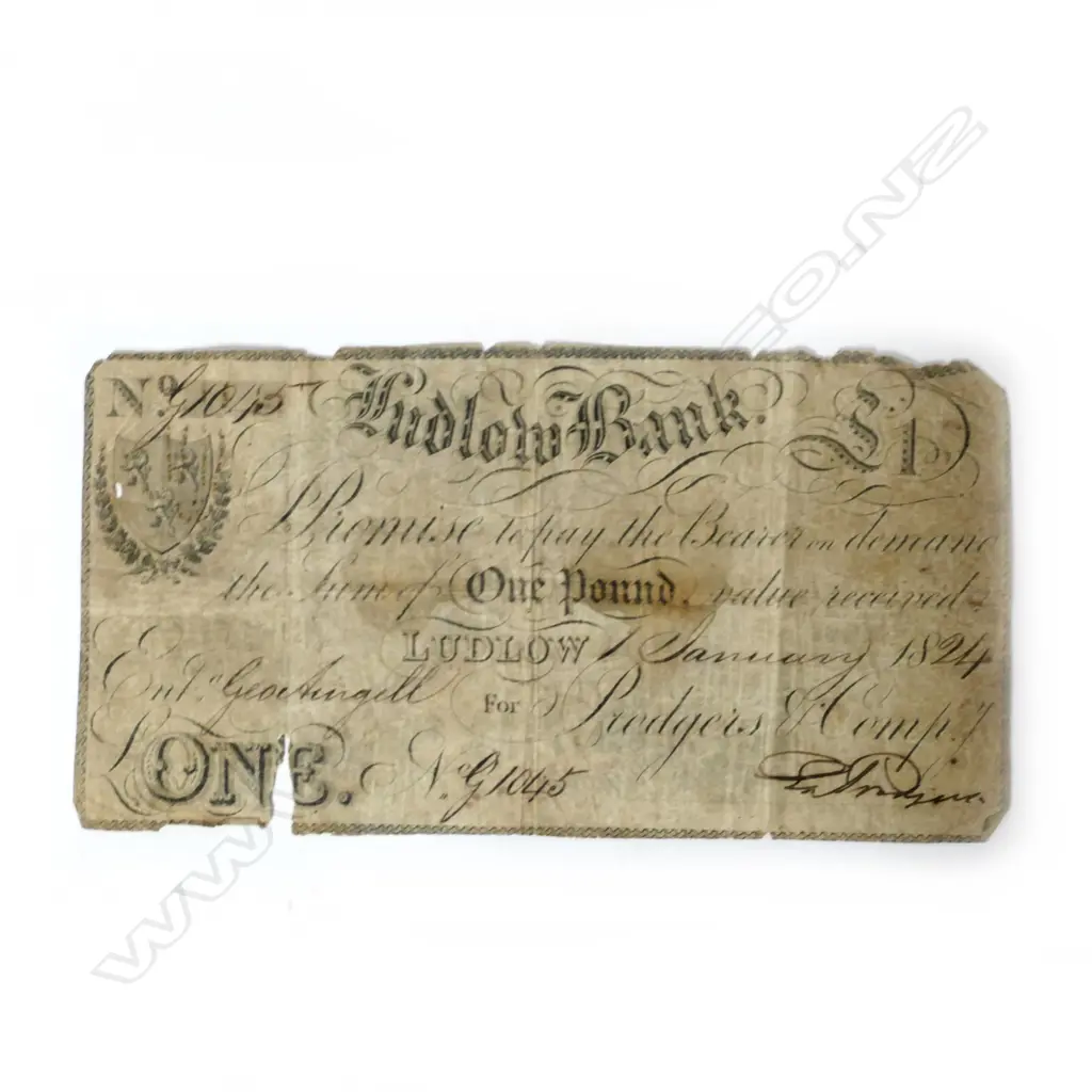 An English Ludlow Bank one pound note Image 1++