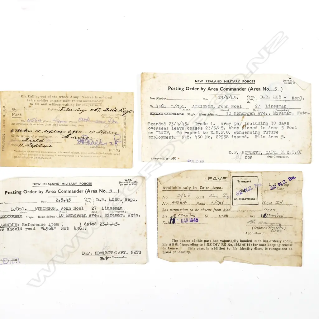 Military ephemera and medal group to 4564 L/Cpl John Noel Atkinson Image 1++