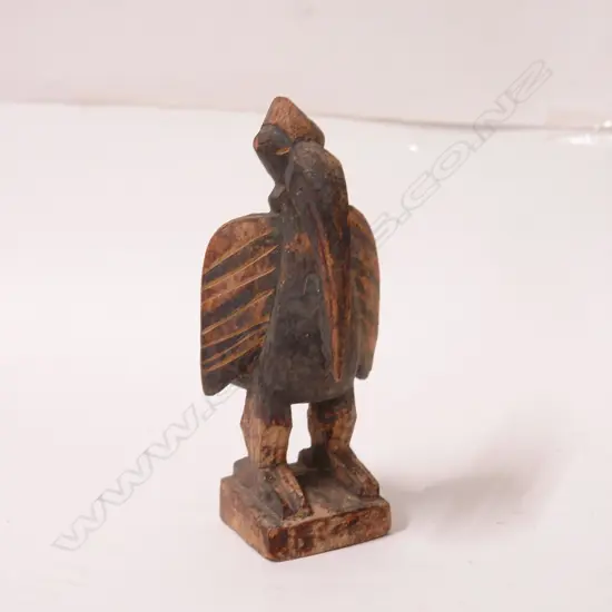 An old West African (Senufo) carved wood horn bill fertility sculpture