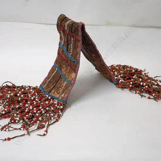 An old African leather and beaded belt type section