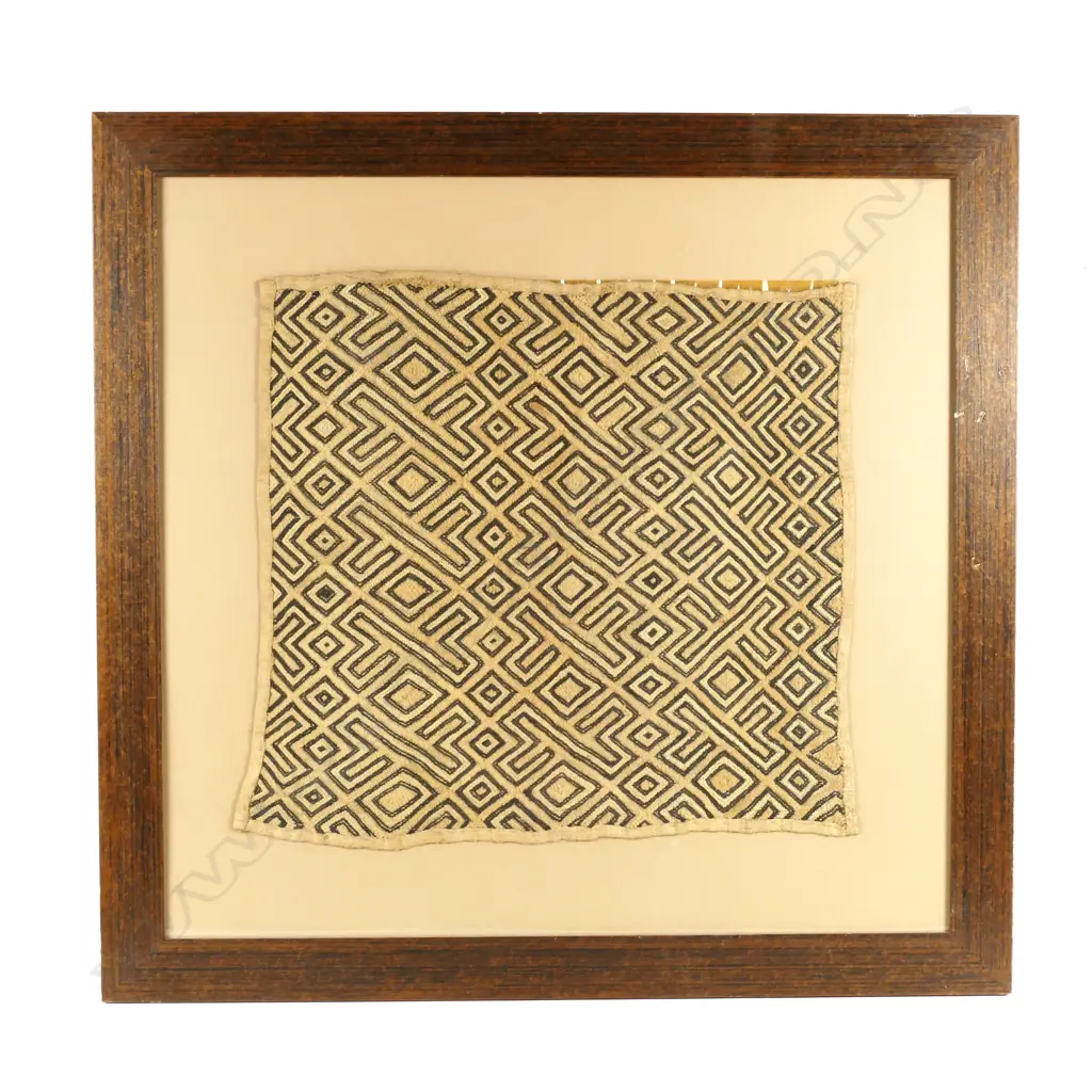 A vintage framed Congolese Kuba cloth Image 1++