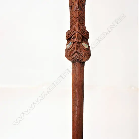 An old Maori carved wooden taiaha