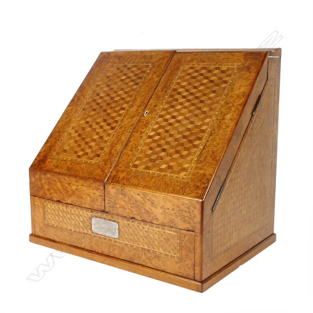 An impressive Anton Seuffert desktop writing compendium of New Zealand native timbers Image 1++