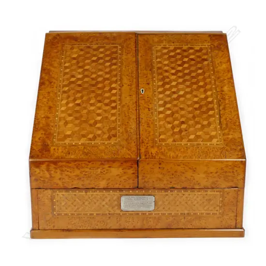 An impressive Anton Seuffert desktop writing compendium of New Zealand native timbers