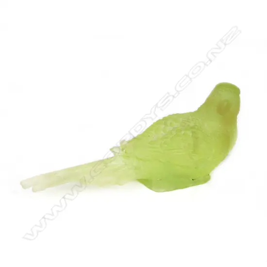A cast glass green budgie