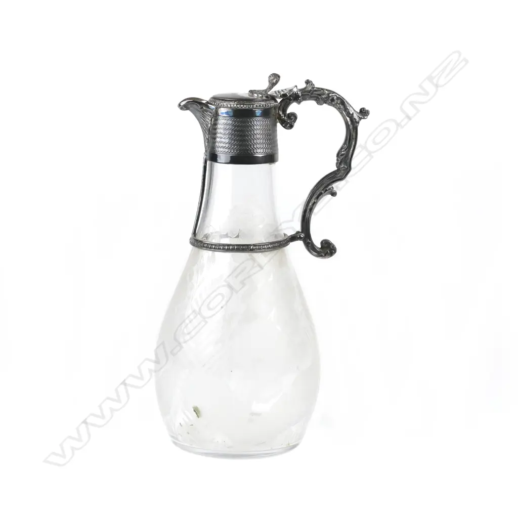 ETCHED GLASS & EP CLARET JUG Image 1++