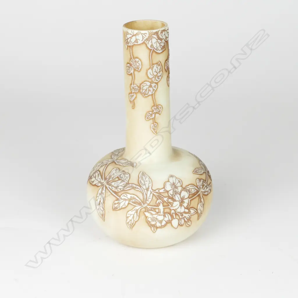 A Victorian Thomas Webb & Sons milk glass cameo bottle vase Image 1++